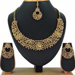 *Золотое медное индийское украшение на шею со стразами