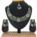 *Цвета меди, золотое и синее медное индийское украшение на шею со стразами