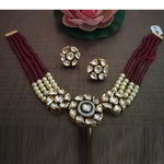 *Бордовое, золотое и красное индийское украшение на шею с искусственными камнями