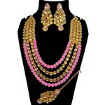 *Золотое и розовое индийское украшение на шею со стразами