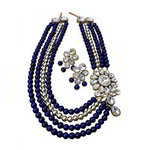 *Золотое и синее индийское украшение на шею со стразами