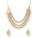 *Молочное и золотое индийское украшение на шею со стразами