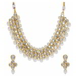 *Молочное и золотое индийское украшение на шею со стразами