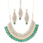 *Молочное и золотое индийское украшение на шею со стразами