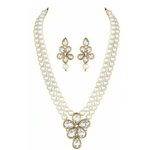 *Молочное и золотое индийское украшение на шею со стразами