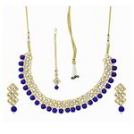 *Золотое и синее индийское украшение на шею со стразами