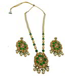 *Зелёное и золотое индийское украшение на шею со стразами