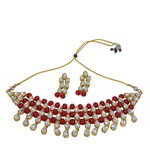 *Бордовое, золотое и красное индийское украшение на шею со стразами