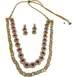 *Бордовое, золотое и красное индийское украшение на шею со стразами