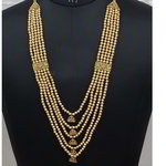 *Золотое индийское украшение на шею с перламутровыми бусинками