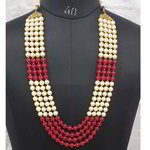 *Бордовое, золотое и красное индийское украшение на шею с бисером