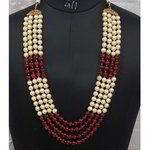 *Бордовое, золотое и красное индийское украшение на шею с бисером
