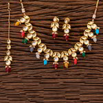 *Разноцветное и золотое индийское украшение на шею с искусственными камнями