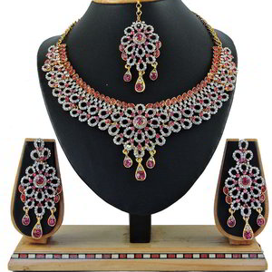 Цвета меди, золотое и розовое индийское украшение на шею из меди со стразами