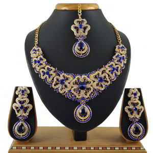 Цвета меди, золотое и синее медное индийское украшение на шею со стразами