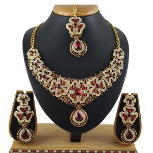 Бордовое, цвета меди, золотое и красное медное индийское украшение на шею со стразами