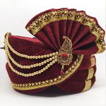 *Бордовый и красный бархатный индийский тюрбан (чалма)