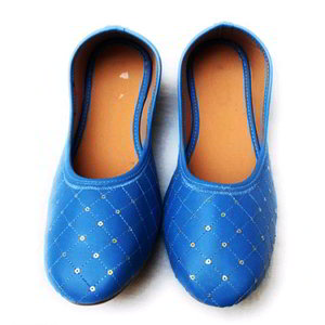 Синяя индийская женская обувь с пайетками
