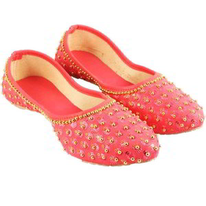 Розовая индийская женская обувь с бисером