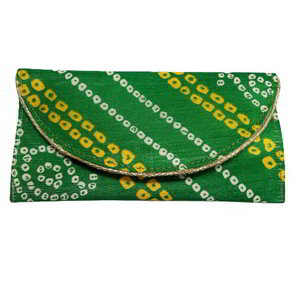 Зелёная хлопковая женская сумочка-клатч, украшенная печатным рисунком