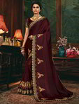*Бордовое атласное праздничное нарядное красивое индийское сари