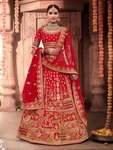 Красный национальный индийский женский свадебный костюм лехенга (ленга) чоли