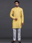 *Жёлтый льняной индийский национальный мужской костюм