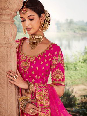 Пурпурный индийский женский свадебный костюм лехенга (ленга) чоли из шёлка