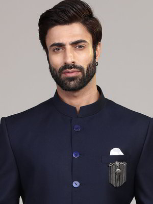 Тёмно-синий индийский мужской костюм