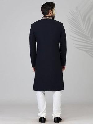 Тёмно-синий индийский мужской костюм