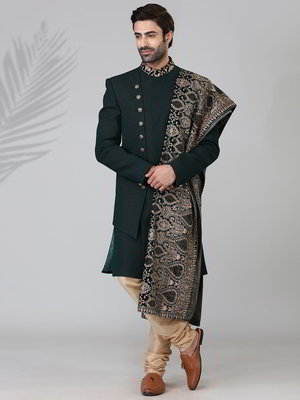 Цвета зелёной сосны индийский мужской костюм