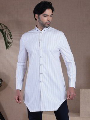 Белый хлопковый индийский мужской костюм