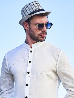 Белый хлопковый индийский мужской костюм