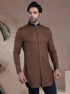 Коричневый хлопковый индийский мужской костюм