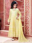 *Жёлтый индийское национальное длинное вечернее платье / анаркали / костюм для девочки из креп-жоржета с длинными рукавами