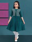 *Синий хлопковый индийское национальное платье / костюм для девочки с короткими рукавами