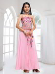 *Розовый индийское национальное платье / костюм для девочки из креп-жоржета с пайетками