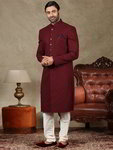 *Бордовый шёлковый индийский свадебный мужской костюм