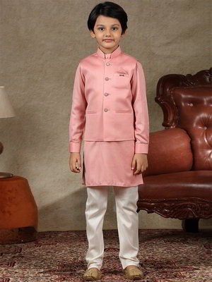 Персиковый национальный костюм для мальчика из хлопка с шёлком