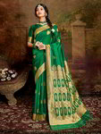 *Зелёное шёлковое оригинальное красивое индийское сари
