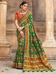 *Зелёное шёлковое вечернее нарядное индийское сари