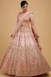 Розовый национальный индийский женский свадебный костюм лехенга (ленга) чоли