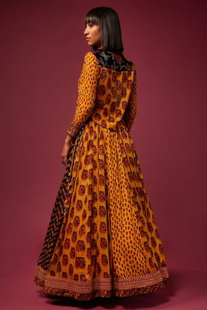 Жёлтый индийский женский свадебный костюм лехенга (ленга) чоли из натурального шёлка с рукавами три-четверти