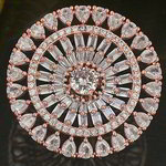 *Молочное и золотое латунное женское индийское кольцо со стразами