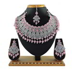 *Золотое и розовое индийское украшение на шею со стразами, перламутровыми бусинками