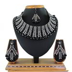 *Чёрное, золотое и серое индийское украшение на шею со стразами