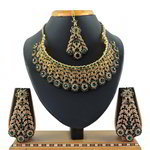 *Зелёное и золотое индийское украшение на шею со стразами