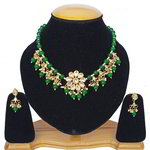 *Зелёное и золотое индийское украшение на шею с искусственными камнями