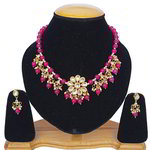 *Золотое и розовое индийское украшение на шею с искусственными камнями