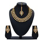 *Молочное и золотое индийское украшение на шею с искусственными камнями